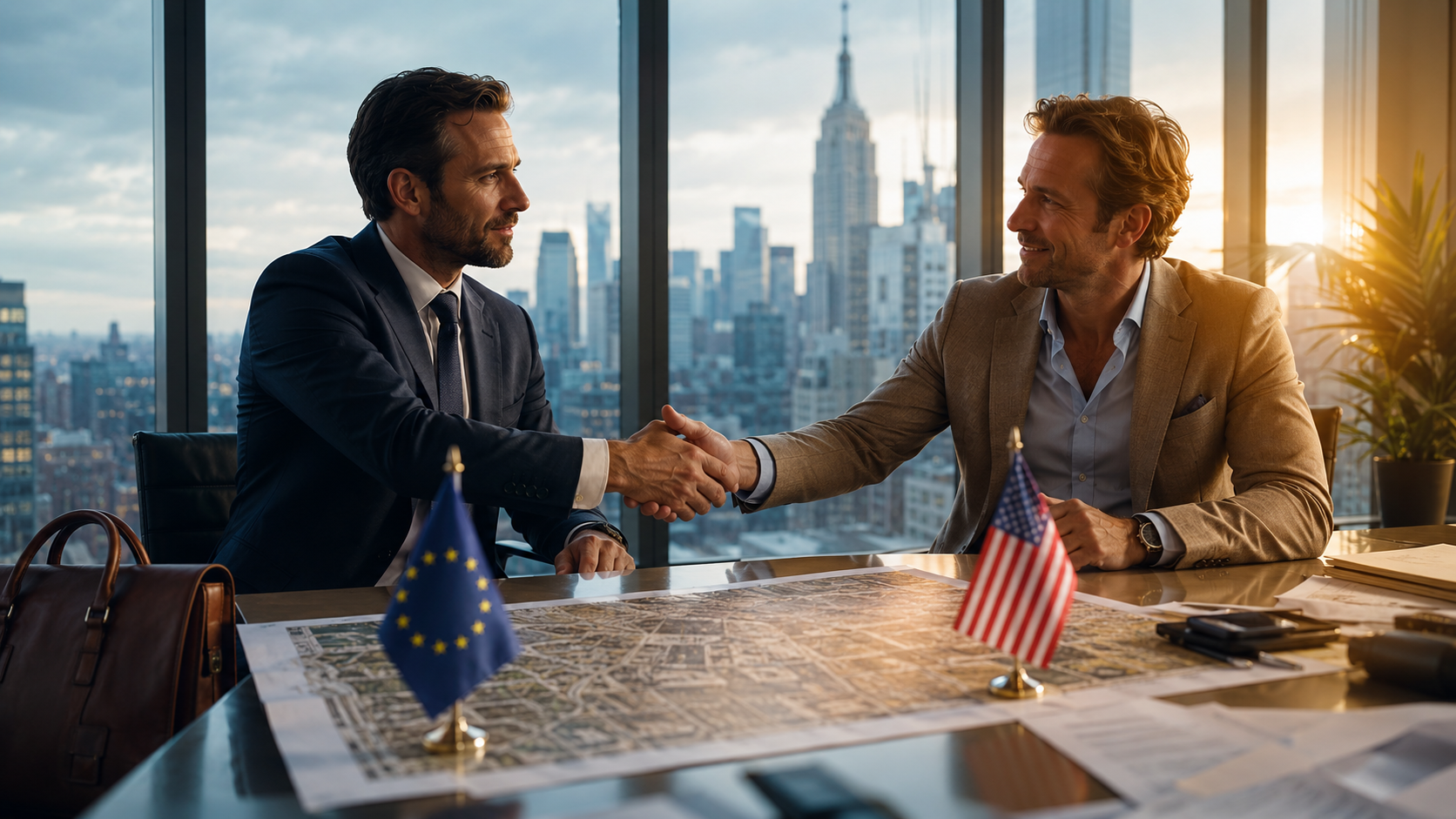USA Europe Business Handshake